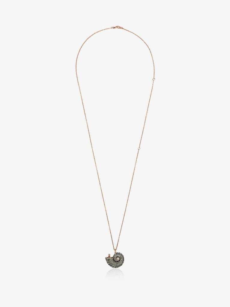 18k Rose Gold Shell Diamond and Sapphire Necklace