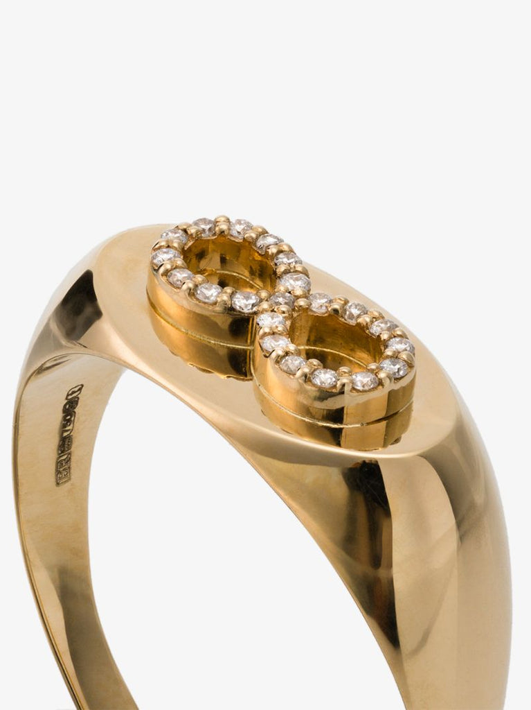 18k Yellow Gold Infinity Baby Diamond Signet Ring