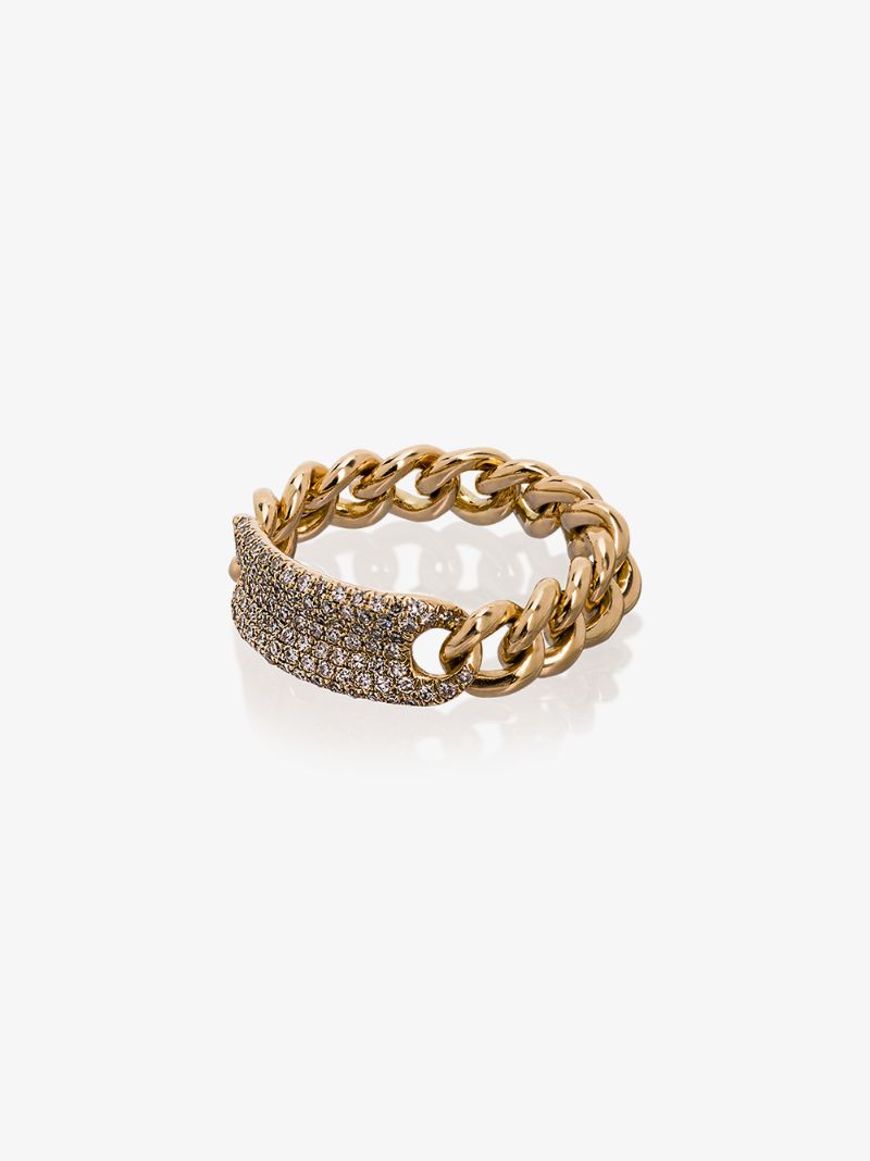 18k Yellow Gold Id Baby Link Diamond Ring