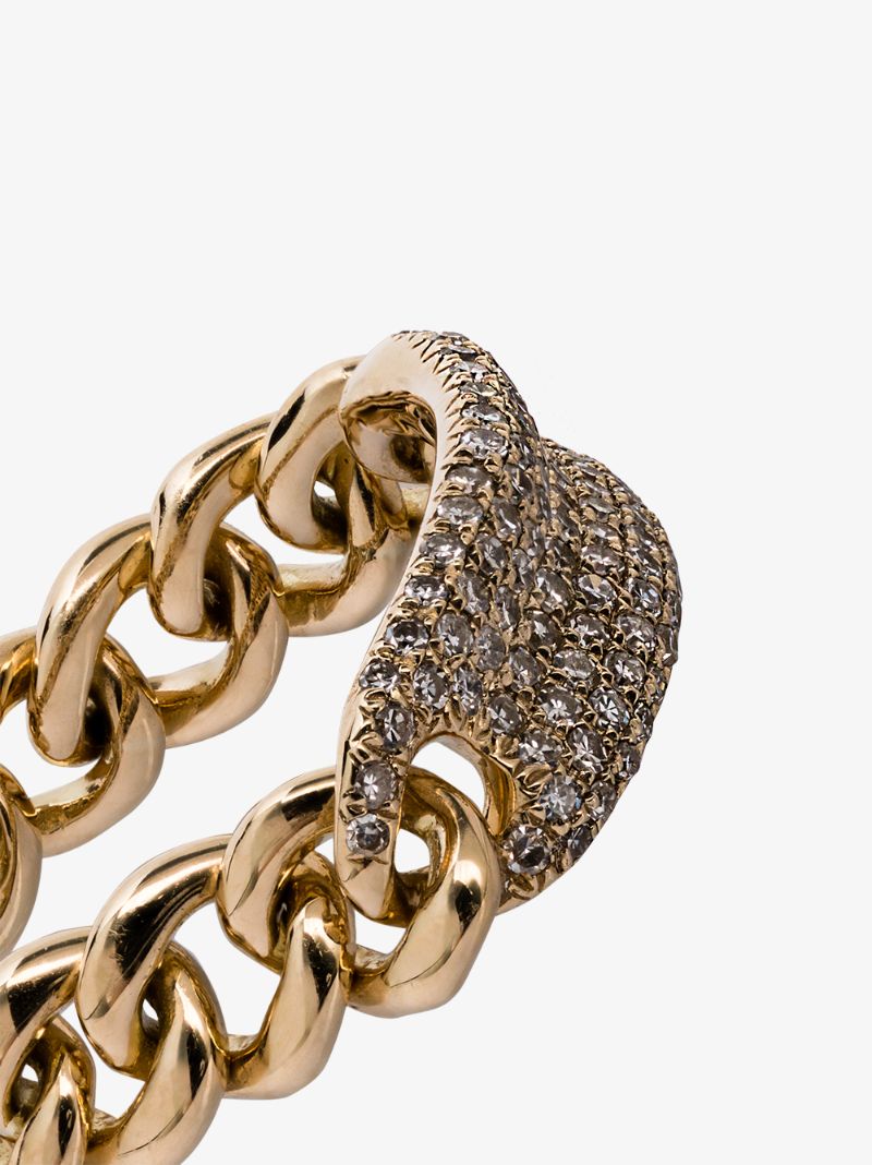 18k Yellow Gold Id Baby Link Diamond Ring