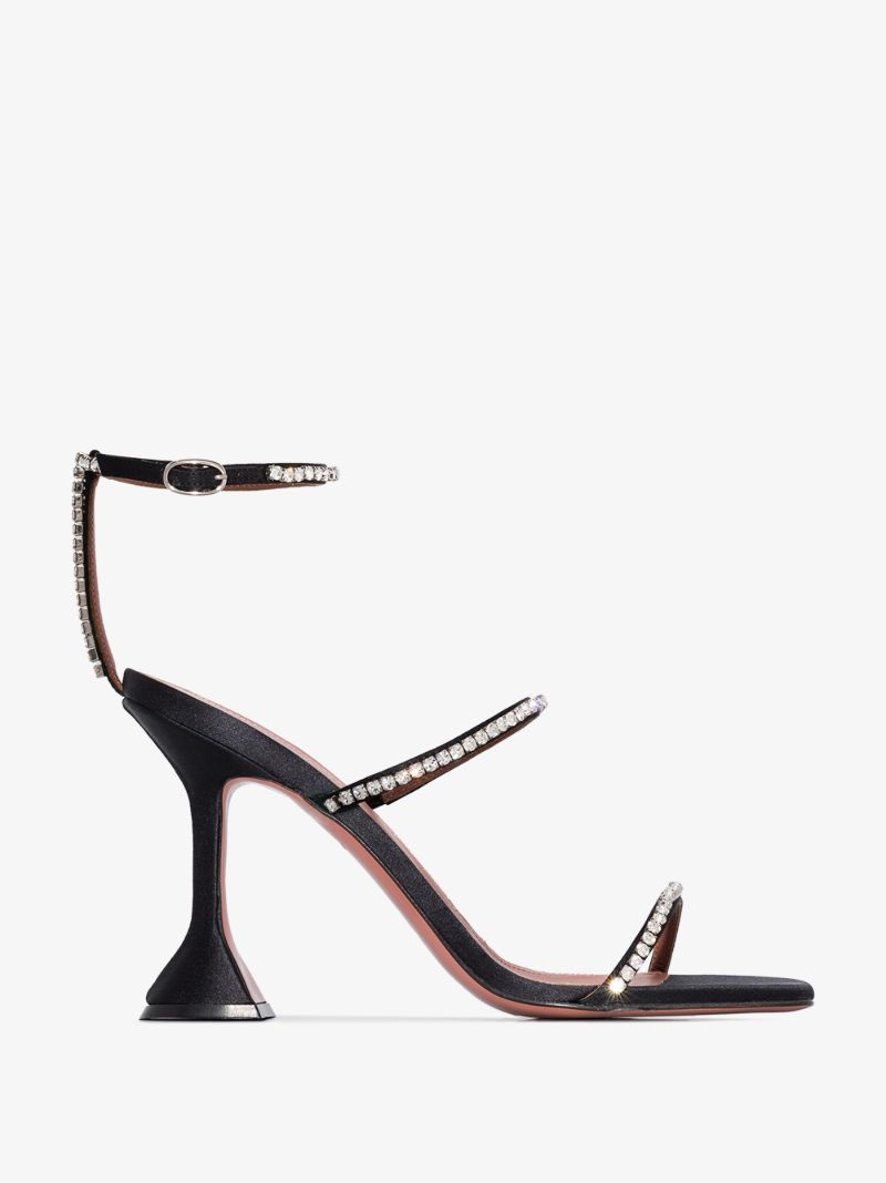 Black Gilda 95 Crystal Satin Sandals