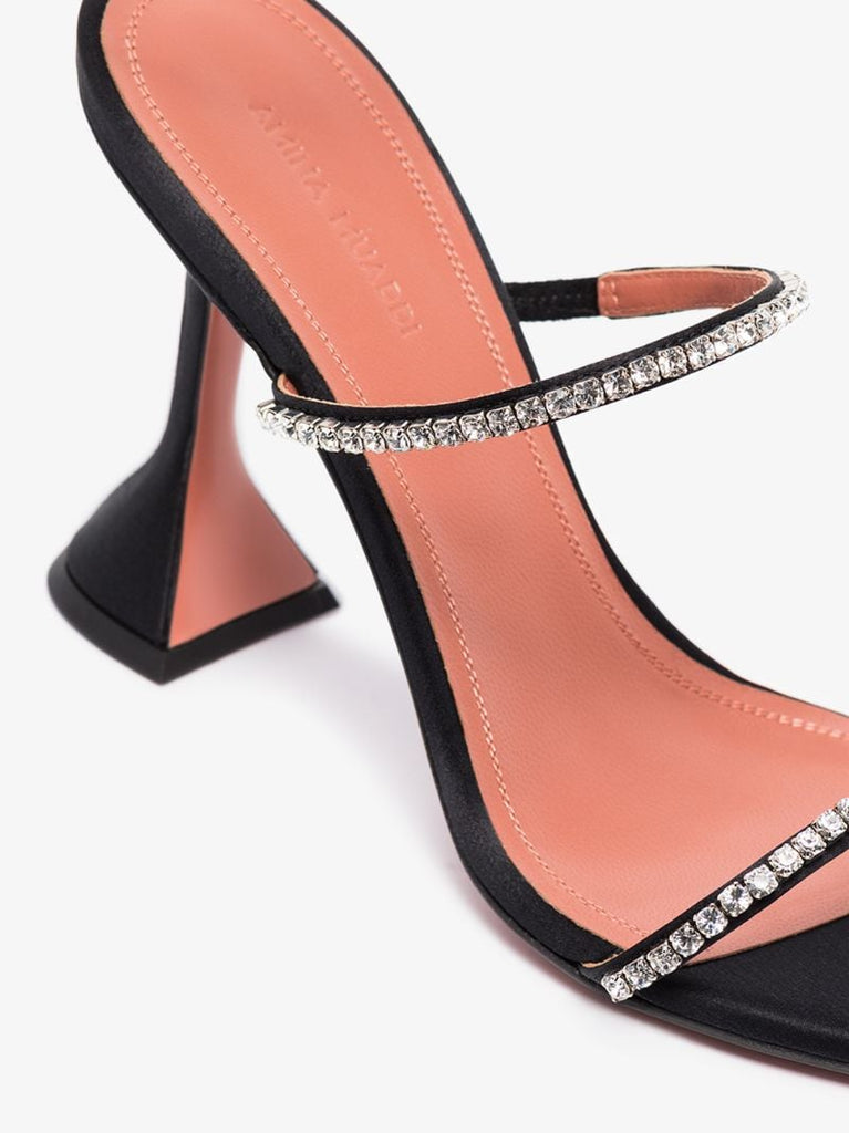 Black Gilda 95 Crystal Satin Sandals