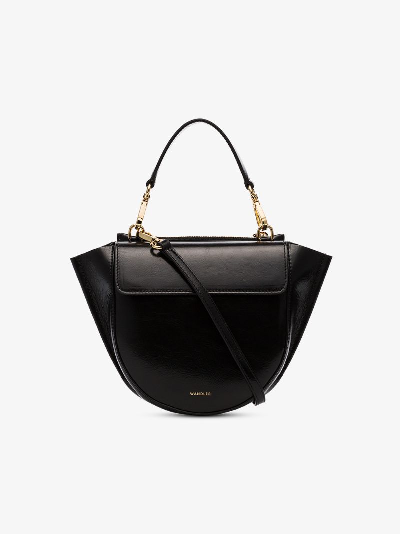 Black Hortensia Mini Lamb Skin Shoulder Bag
