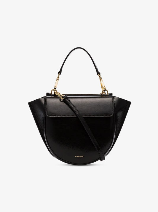 Black Hortensia Mini Lamb Skin Shoulder Bag