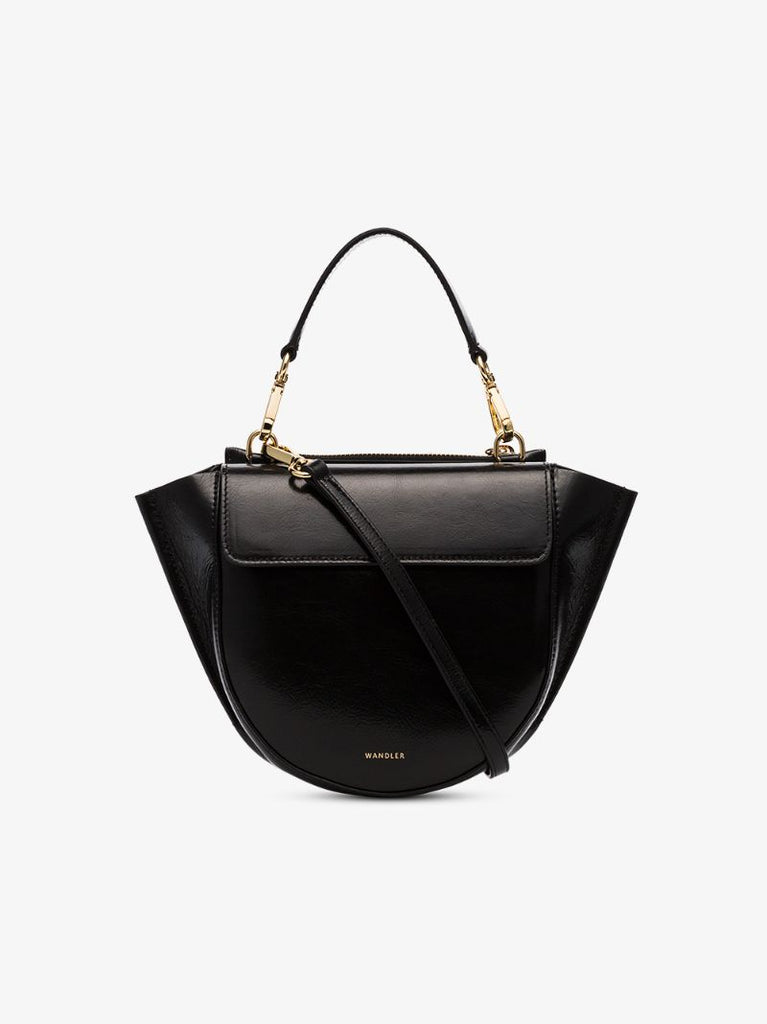 Black Hortensia Mini Lamb Skin Shoulder Bag