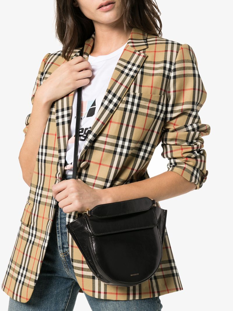 Black Hortensia Mini Lamb Skin Shoulder Bag