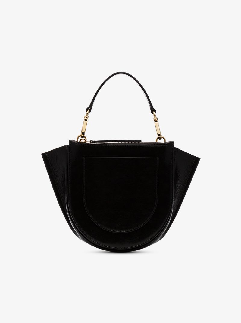 Black Hortensia Mini Lamb Skin Shoulder Bag