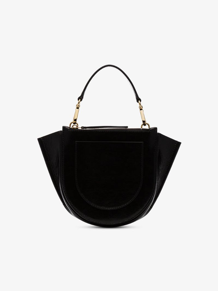Black Hortensia Mini Lamb Skin Shoulder Bag