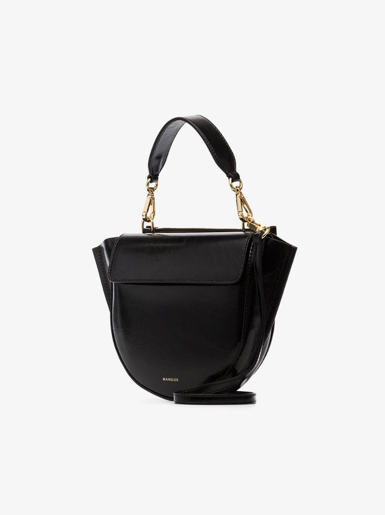 Black Hortensia Mini Lamb Skin Shoulder Bag