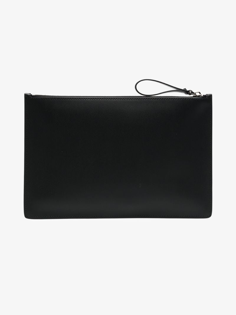 Black Vltn Print Leather Pouch