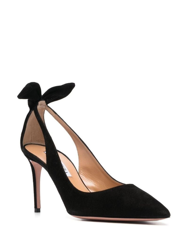 Black Bow Tie 85 Suede Pumps