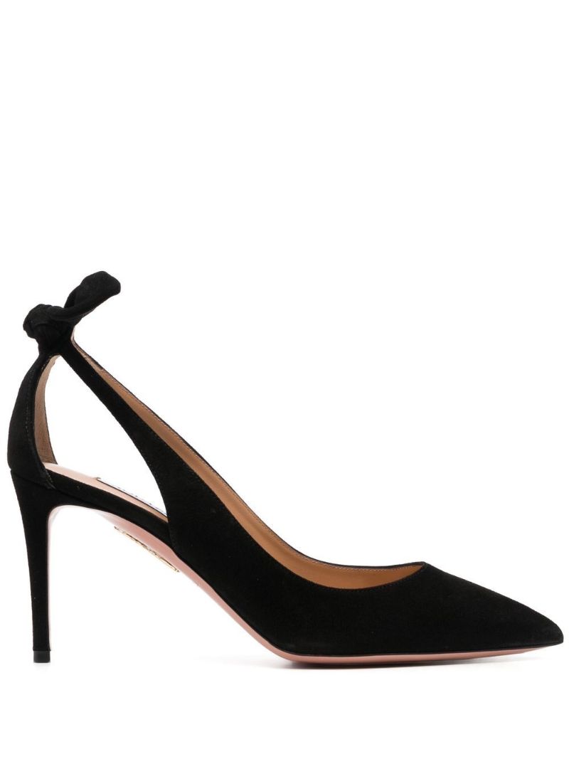 Black Bow Tie 85 Suede Pumps