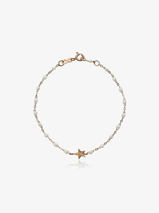18k Rose Gold Star 17 Cm Beaded Diamond Bracelet