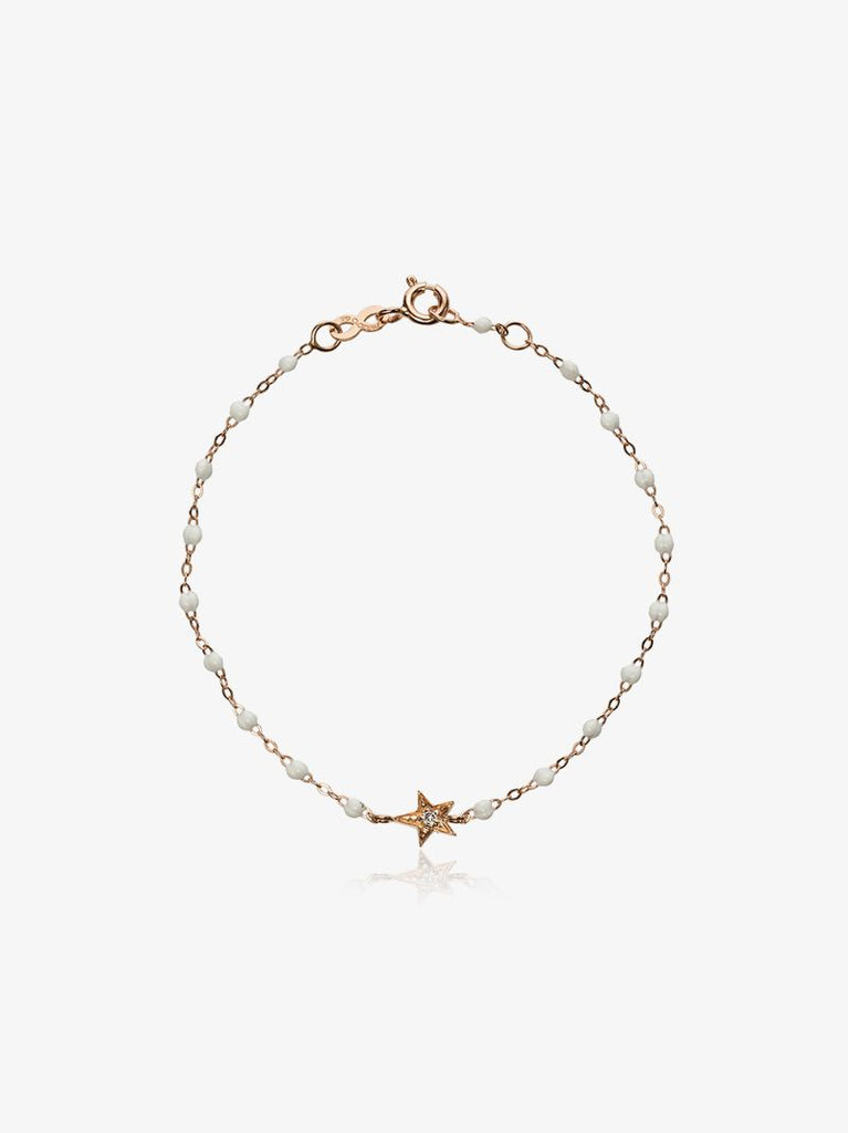 18k Rose Gold Star 17 Cm Beaded Diamond Bracelet