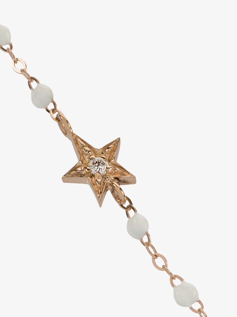 18k Rose Gold Star 17 Cm Beaded Diamond Bracelet