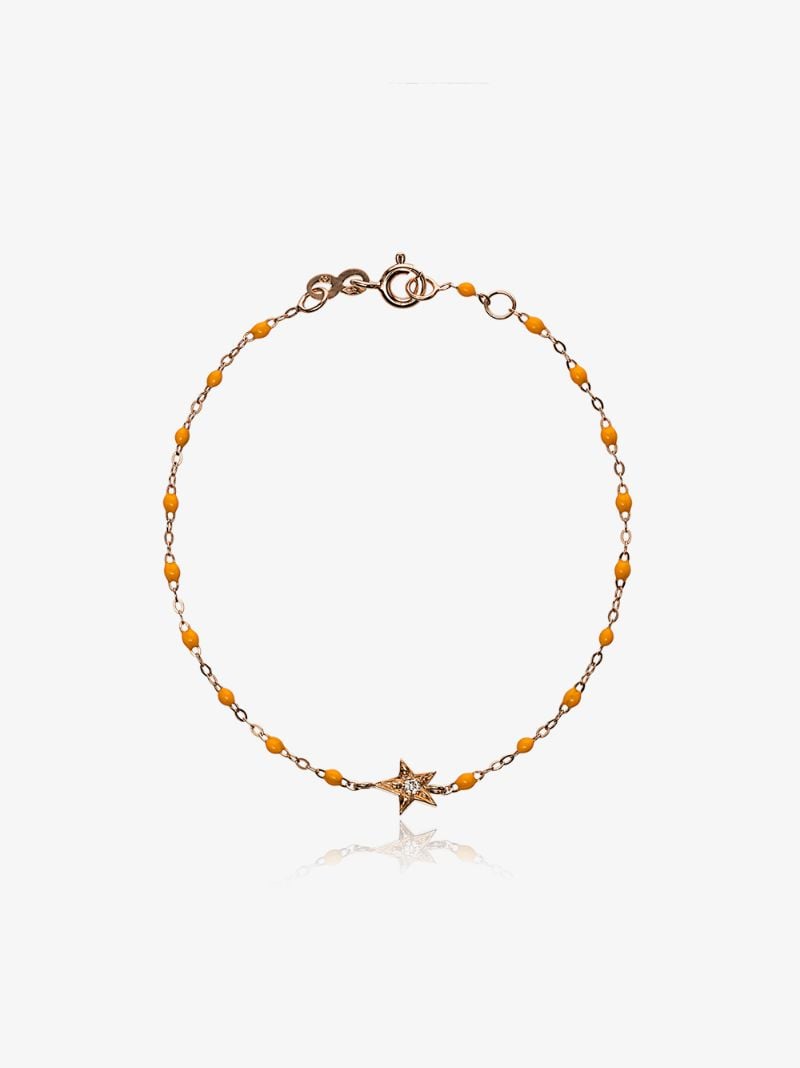 18k Rose Gold Star 17 Cm Beaded Diamond Bracelet