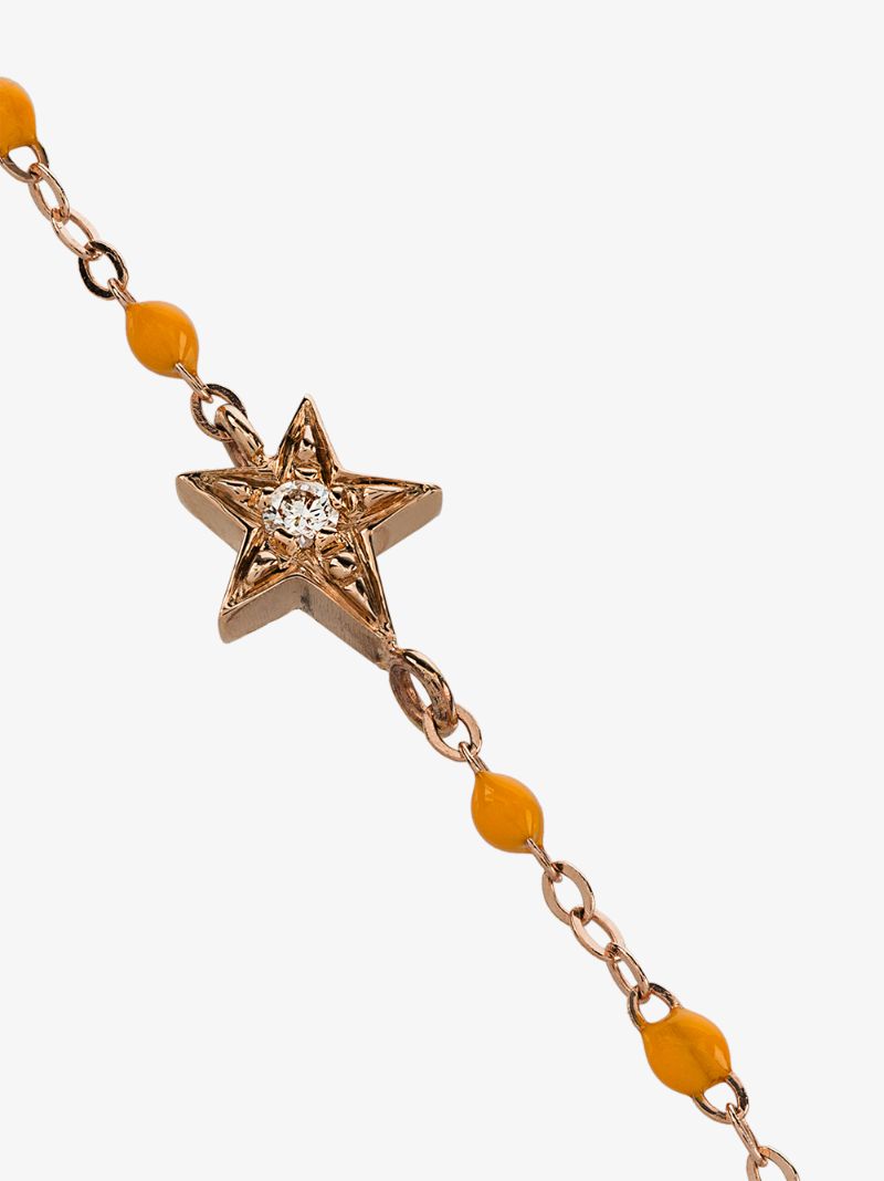 18k Rose Gold Star 17 Cm Beaded Diamond Bracelet