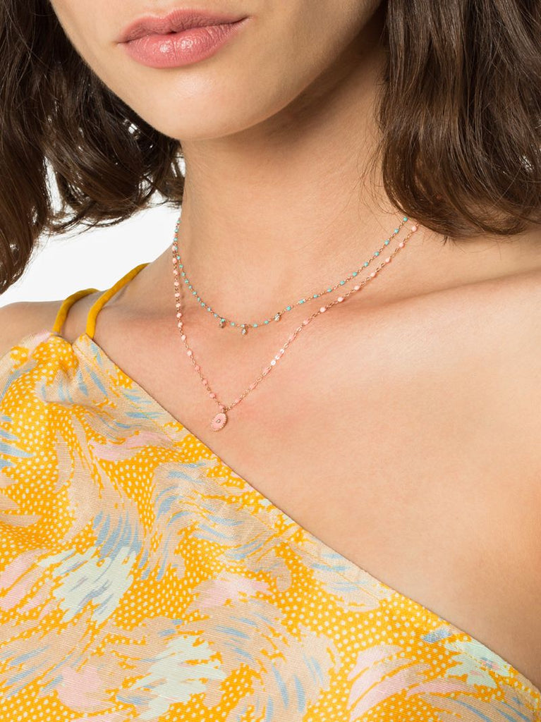 18k Rose Gold North Star 42 Cm Beaded Diamond Necklace