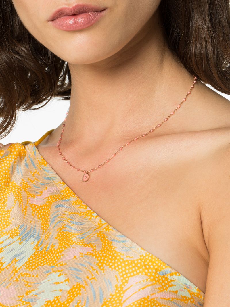 18k Rose Gold North Star 42 Cm Beaded Diamond Necklace