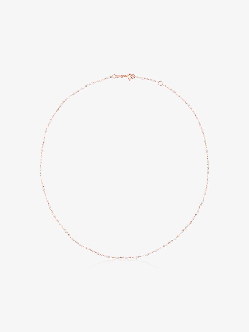 White 18kt Rose Gold  Beaded Necklace