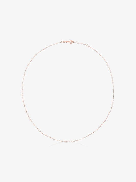 White 18kt Rose Gold  Beaded Necklace