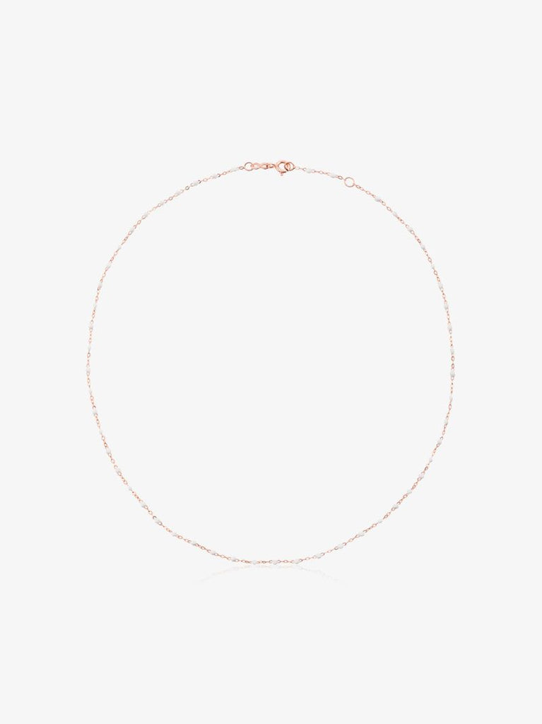 White 18kt Rose Gold  Beaded Necklace