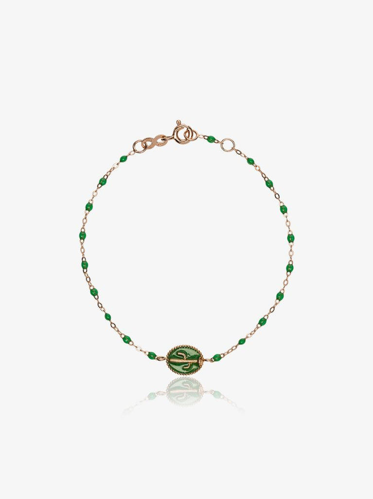 18kt Rose Gold Green Cactus Bead Bracelet