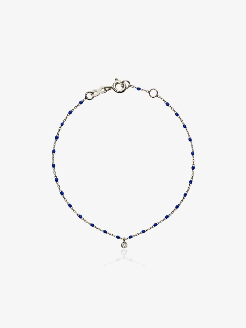 18k White Gold 17 Cm Beaded Diamond Bracelet