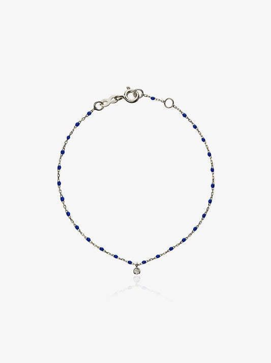 18k White Gold 17 Cm Beaded Diamond Bracelet