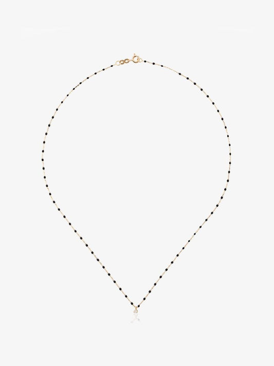 18k Yellow Gold 40 Cm Beaded Diamond Necklace