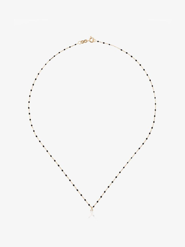 18k Yellow Gold 40 Cm Beaded Diamond Necklace