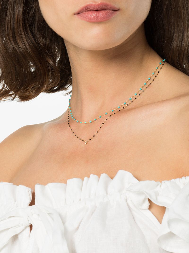 18k Yellow Gold 40 Cm Beaded Diamond Necklace