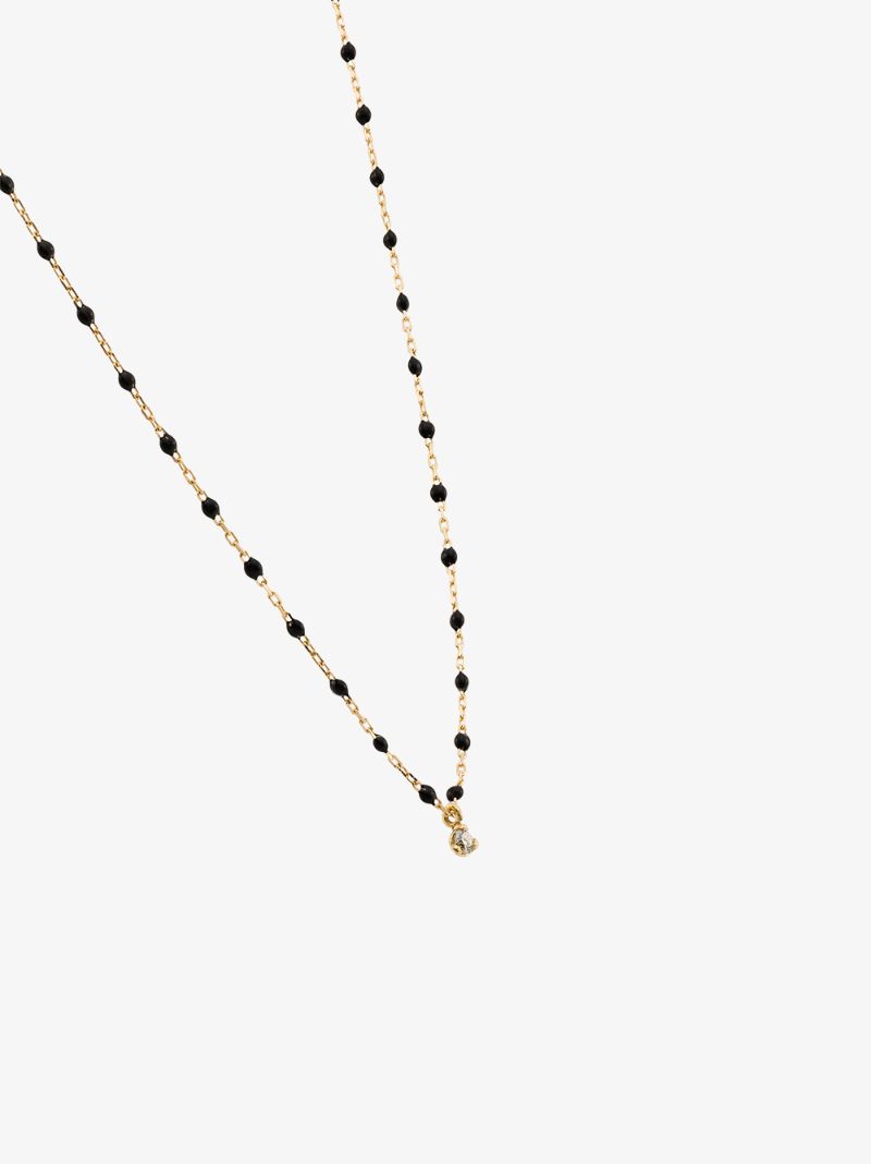 18k Yellow Gold 40 Cm Beaded Diamond Necklace