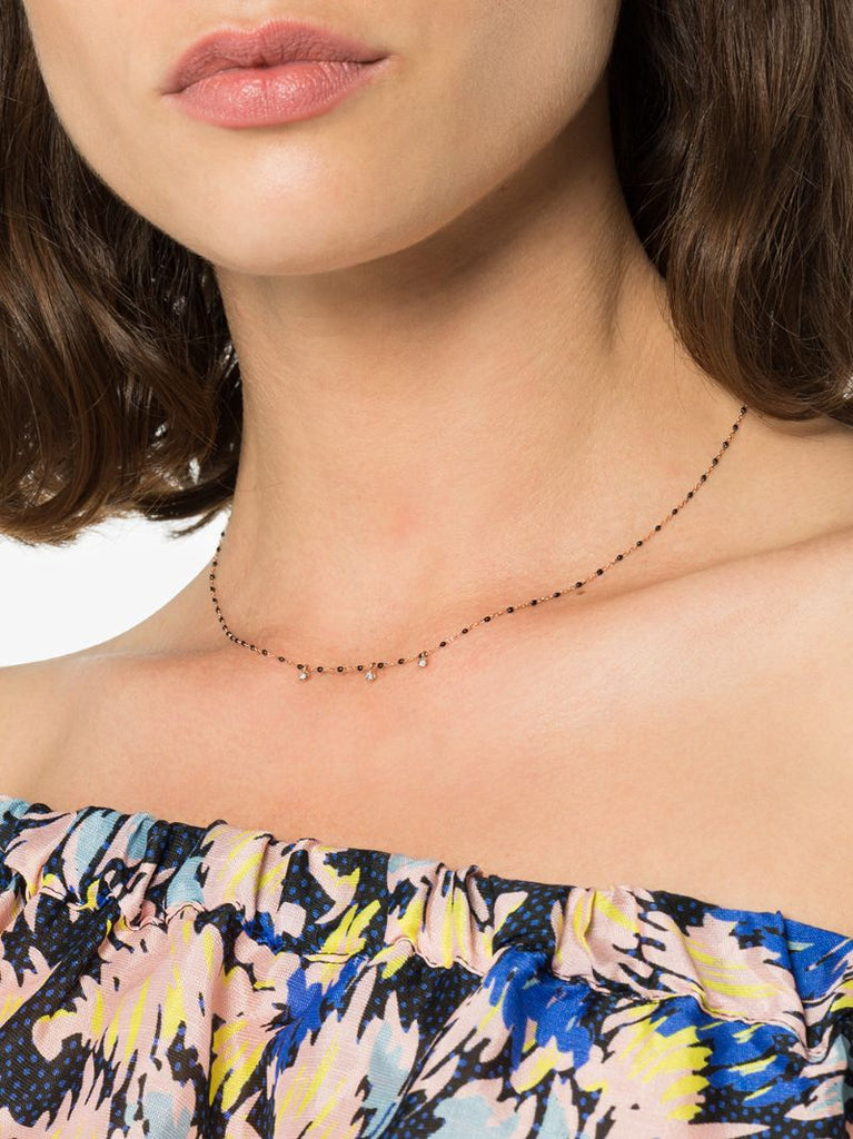 18k Rose Gold 42 Cm Beaded Diamond Necklace
