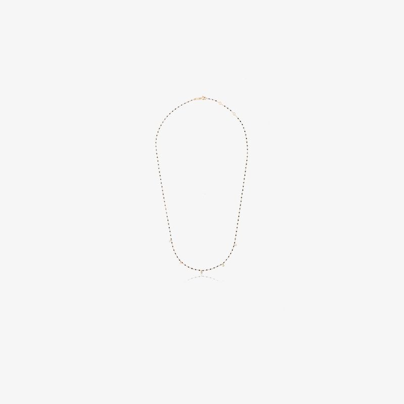 18k Yellow Gold 55 Cm Beaded Diamond Necklace