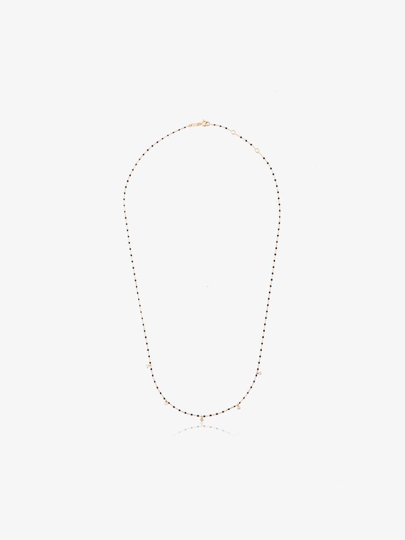 18k Yellow Gold 55 Cm Beaded Diamond Necklace