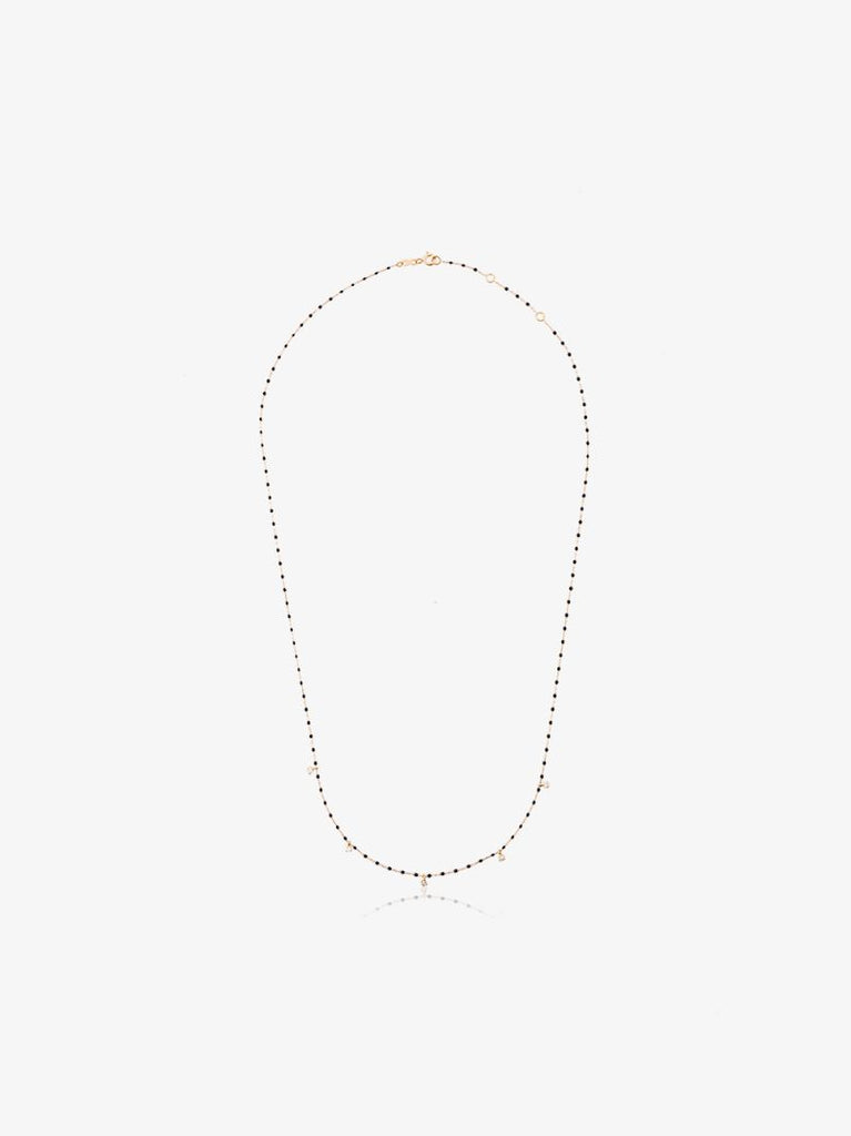 18k Yellow Gold 55 Cm Beaded Diamond Necklace