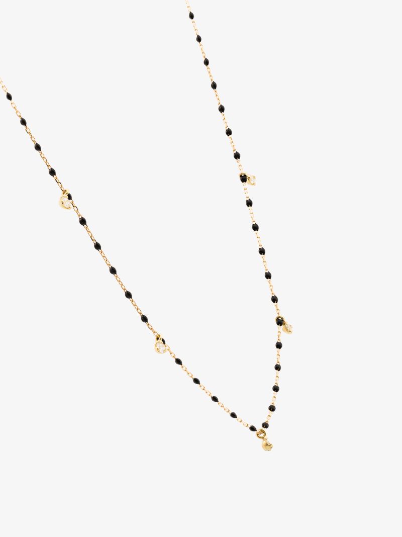 18k Yellow Gold 55 Cm Beaded Diamond Necklace