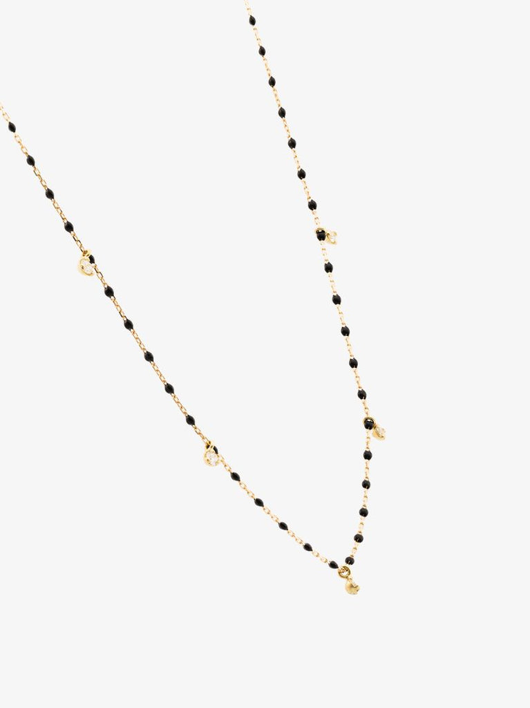 18k Yellow Gold 55 Cm Beaded Diamond Necklace