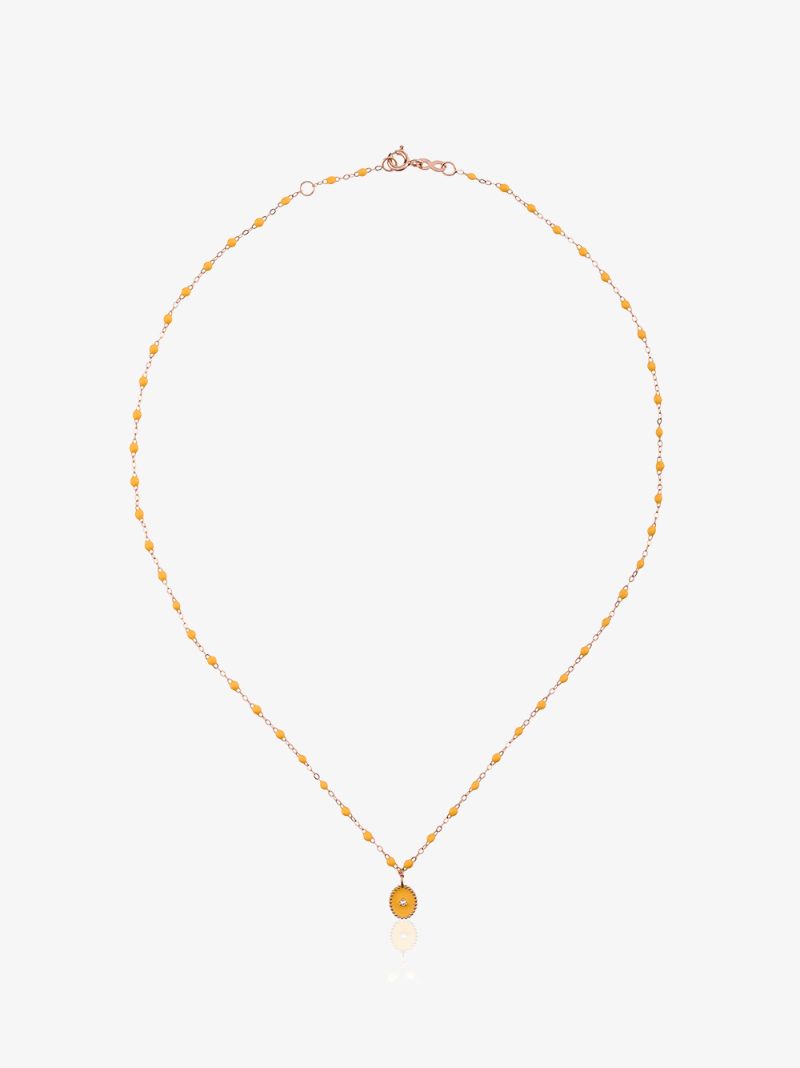 18kt Rose Gold Classic Gigi North Star Diamond and Yellow Beaded Necklace