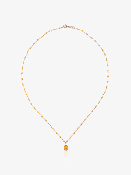 18kt Rose Gold Classic Gigi North Star Diamond and Yellow Beaded Necklace