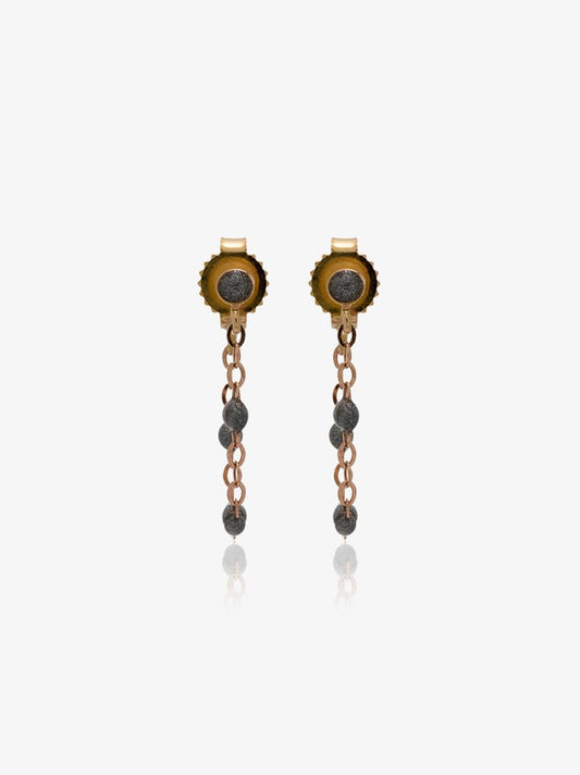 18k Rose Gold Silver Beaded Earrings