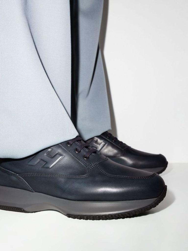 Blue Interactive Monogram Leather Sneakers