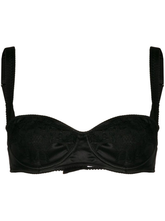 Black Silk Balconette Bra