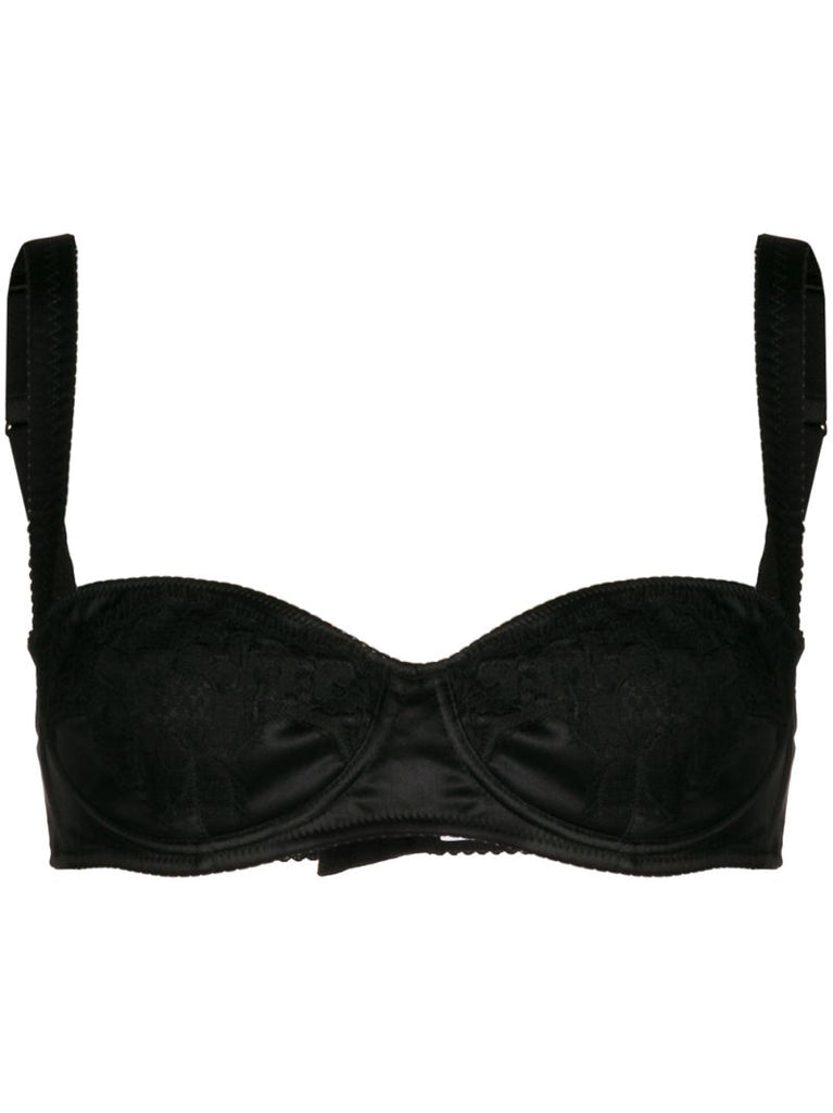 Black Silk Balconette Bra