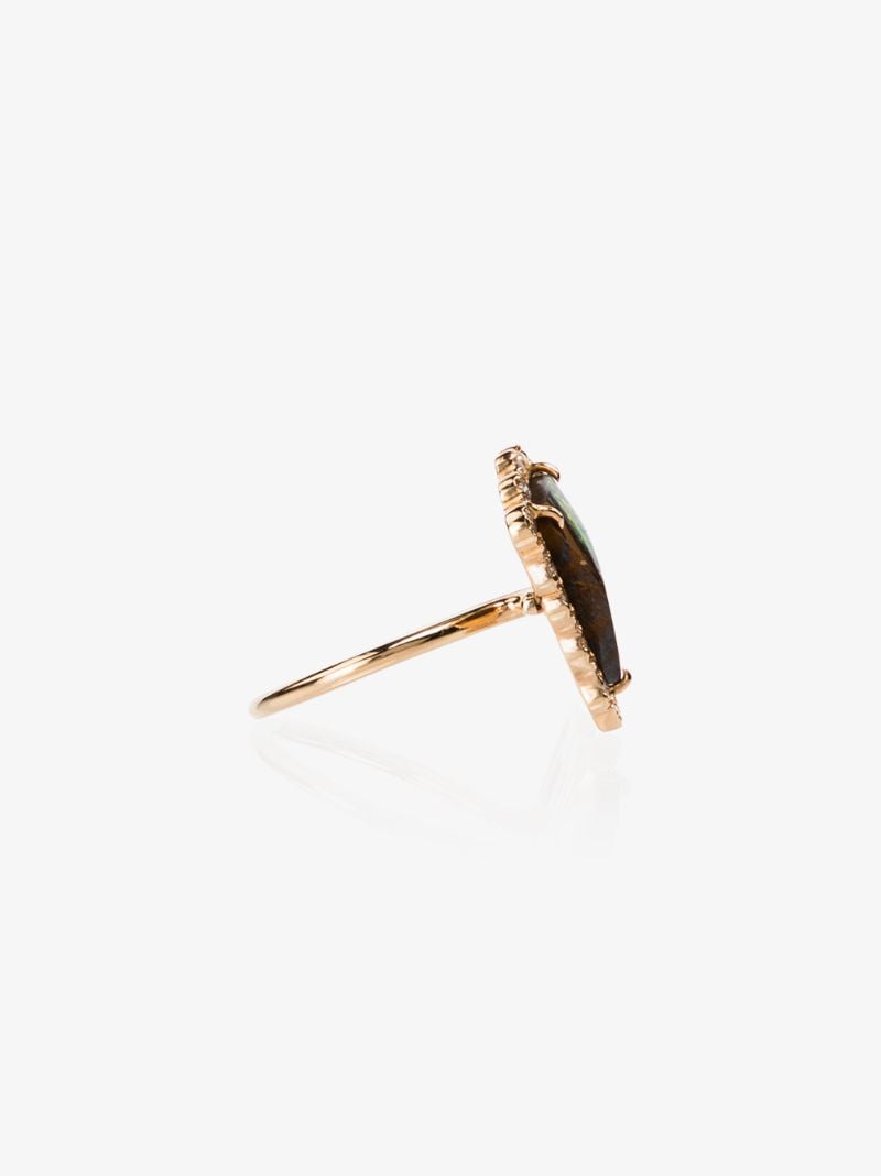 18k Rose Gold Boulder 3 Opal Diamond Ring