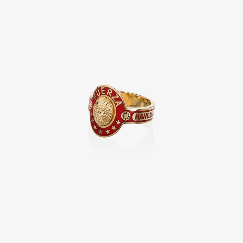 18k Yellow Gold and Red Strength Ring