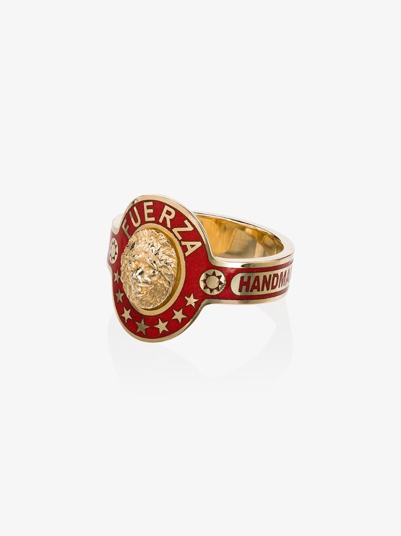 18k Yellow Gold and Red Strength Ring