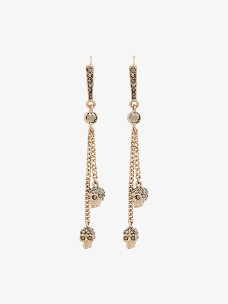 Metallic Chain Skull Earrings