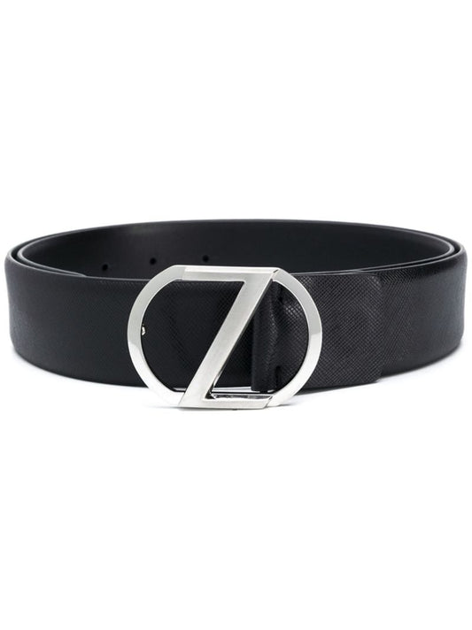 Black Logo-plaque Leather Belt